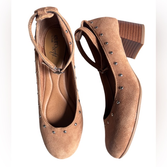 EuroSoft By Sofft Womens Devi Brown Suede Leather Ankle Strap Block Heel Size 7 - Picture 9 of 12